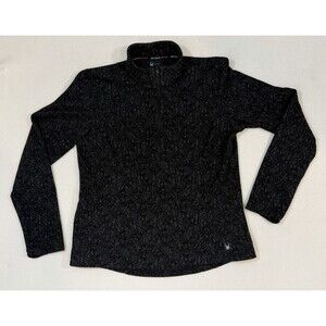 Spyder Active Pullover Women's Large Black Gray 1/4 Zip Athletic Top Pockets
